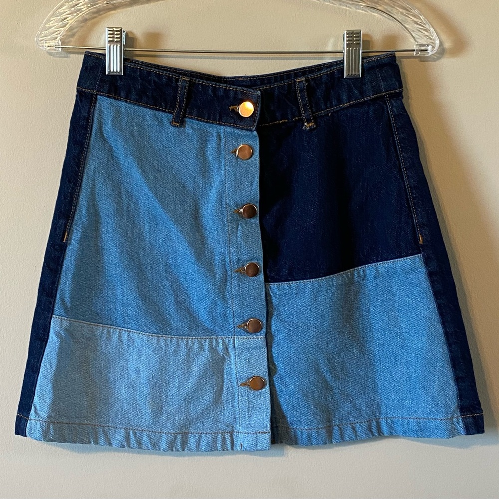 DIVIDED H&M Patchwork Denim Mini Skirt